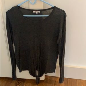 Madewell front tie grey sweater